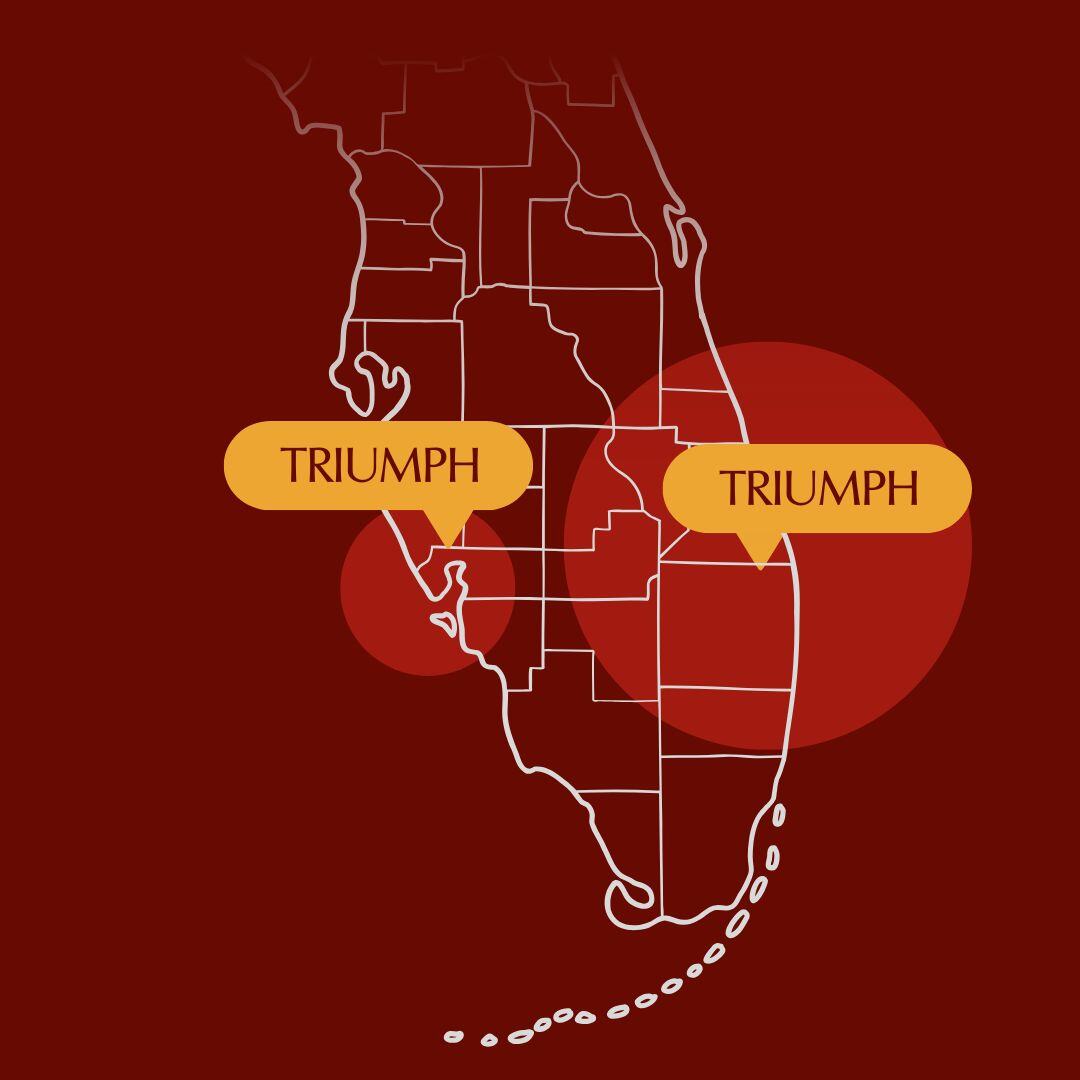 TRIUMPH locations map